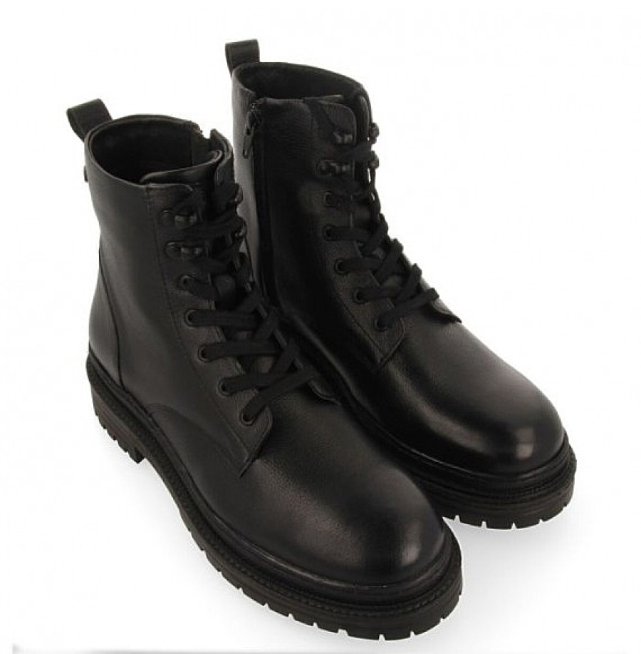 Hombre GIOSEPPO | Botas Negras Piel Cordones Dolton Gioseppo