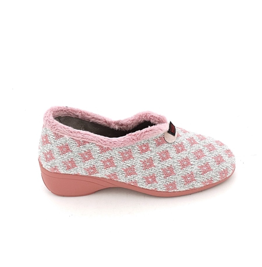 Mujer MOTIVE | Gris Rosa Zapatilla Casa Cerrada Punto Con Cuna