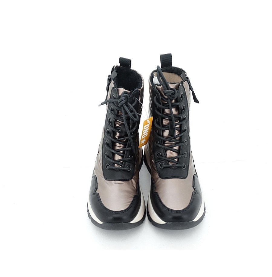 Mujer D'ANGELA | Bronce Negro Botin Deportivo Cuna Cordones