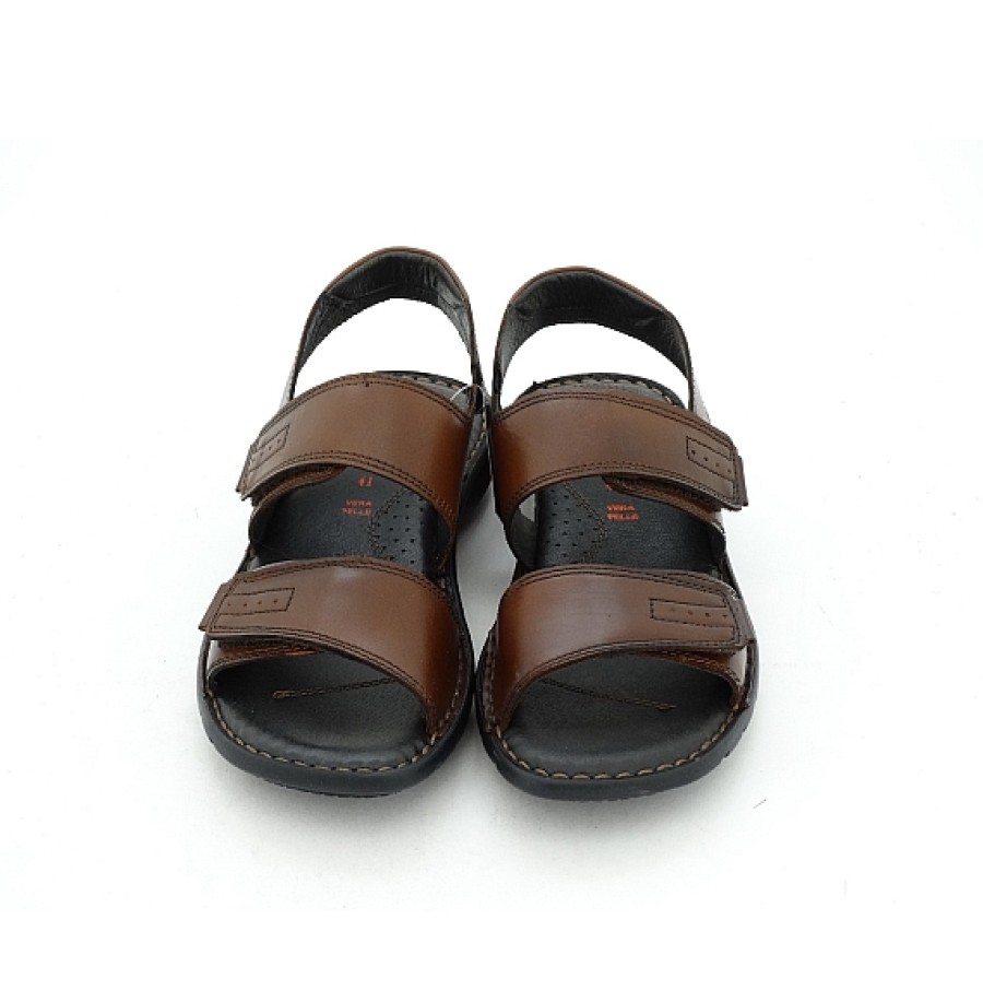 Hombre CALZATURE ZEN | Sandalia 2 Velcros Piel Piso Flex