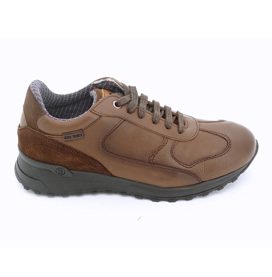 Hombre BAERCHI | Marron Zapato Deportivo Piel Impermeable On Tex