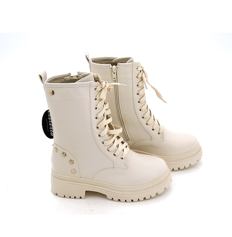 Mujer ISTERIA | Bota Militar Cordones Estrellas Talon