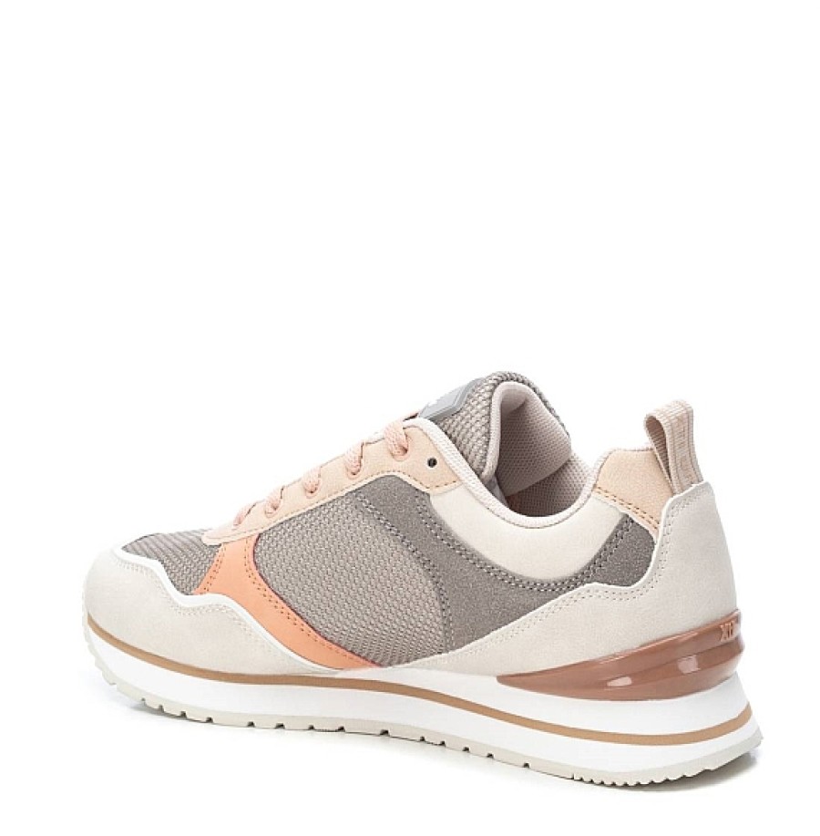 Mujer XTI Footwear | Beig Gris Rosa Zapatilla Cordones