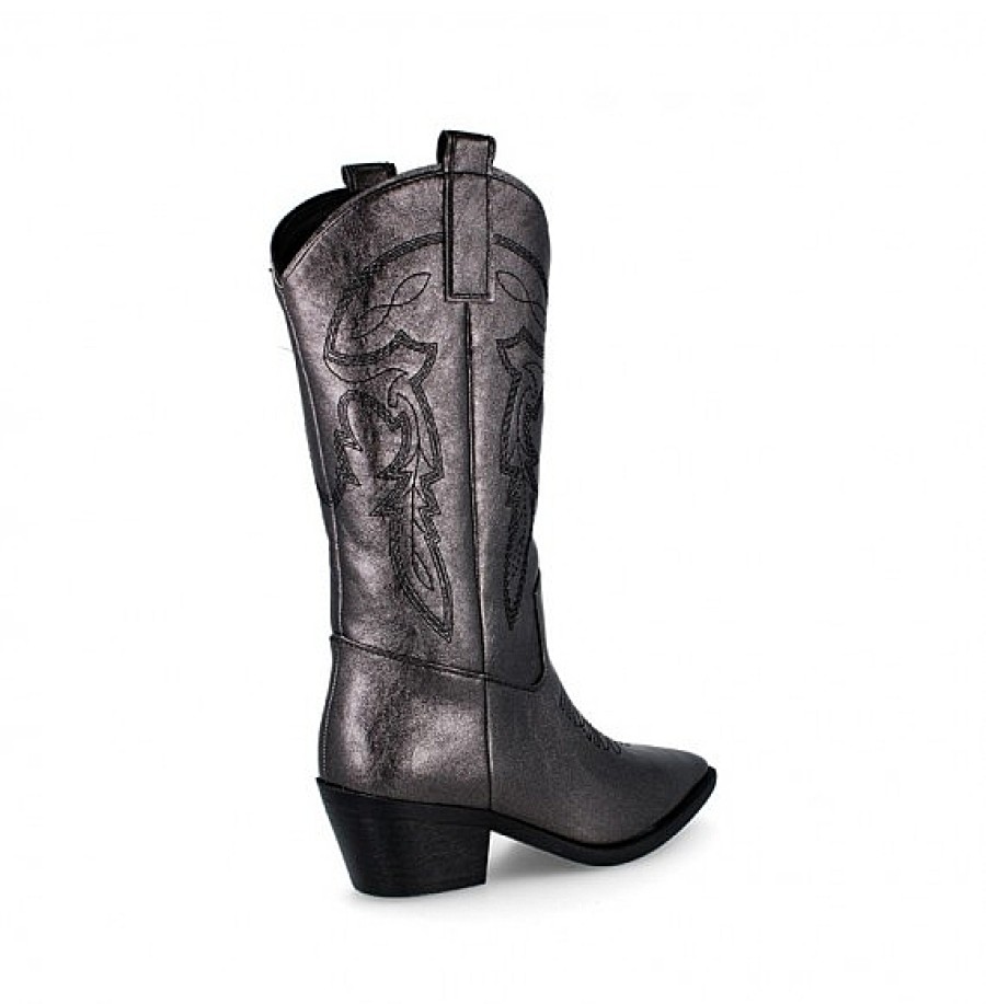 Mujer D'ANGELA | Plomo Metal Bota Campera Cowboy