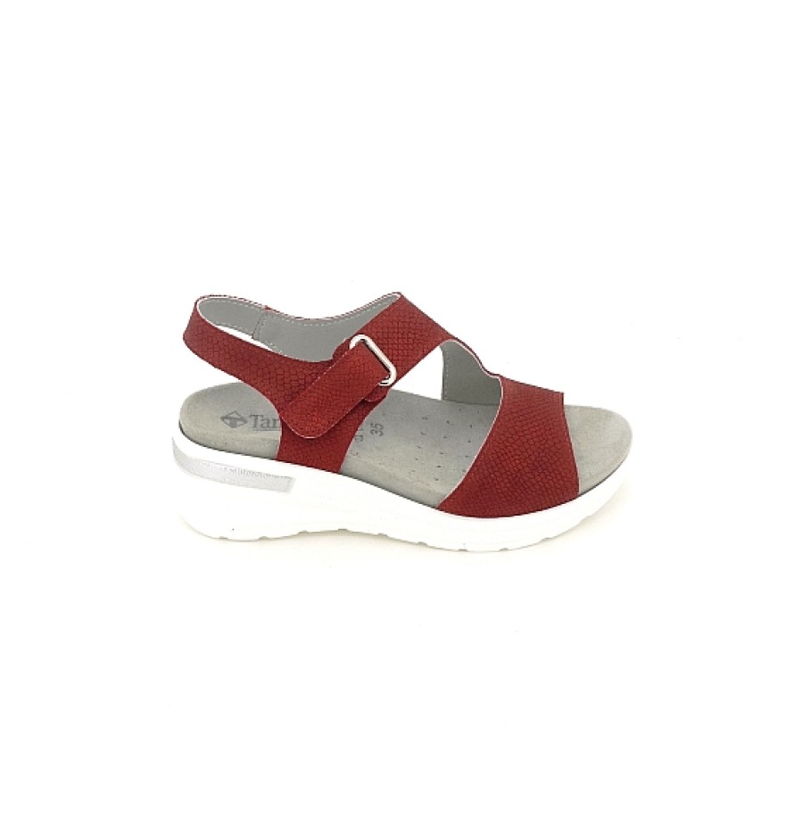 Mujer TAMICUS | Sandalia Piel Grabada Anatomica Con Velcro Lateral