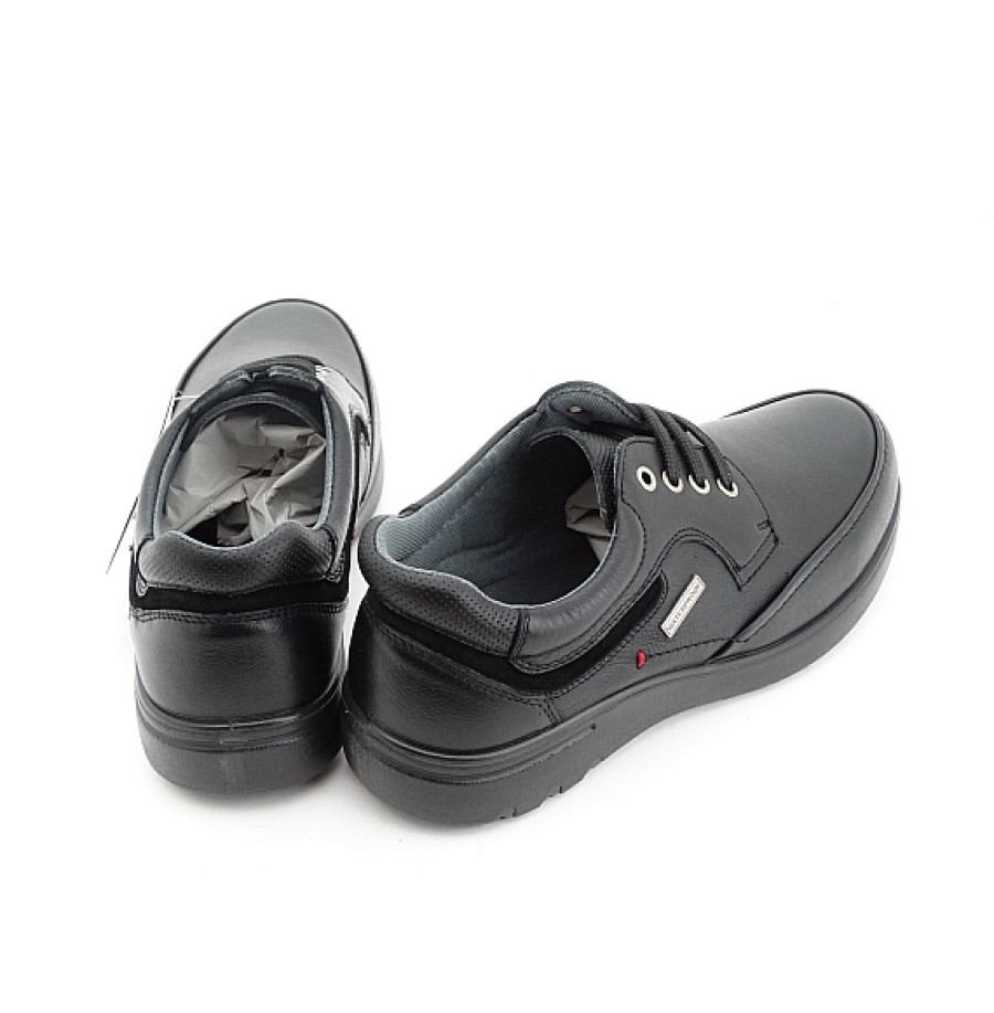 Hombre LAURA AZAÑA-LUISETTI | Negro Zapato Sport Piel Cordones Waterproof