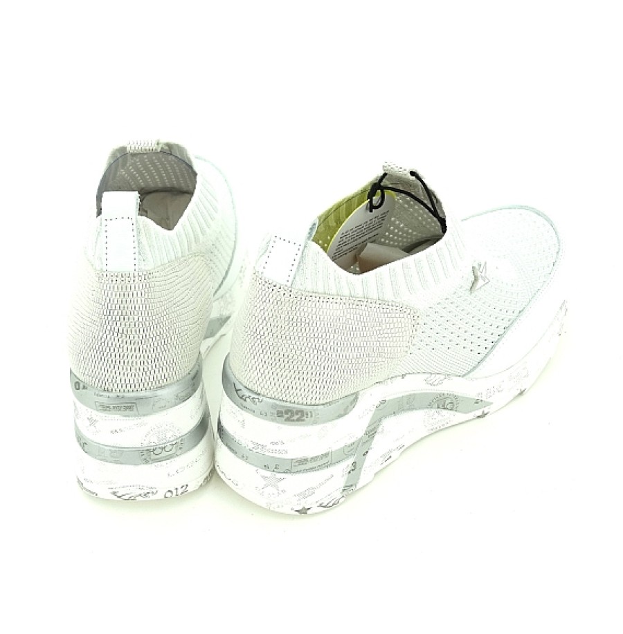 Mujer CETTI | Blanco Sneaker Abotinado Con Cuna Diseno Calcetin Cetti