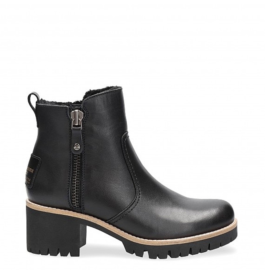 Mujer PANAMA JACK | Botin Negro Piel Con Forro Pelo Pauline Travel Panama Jack