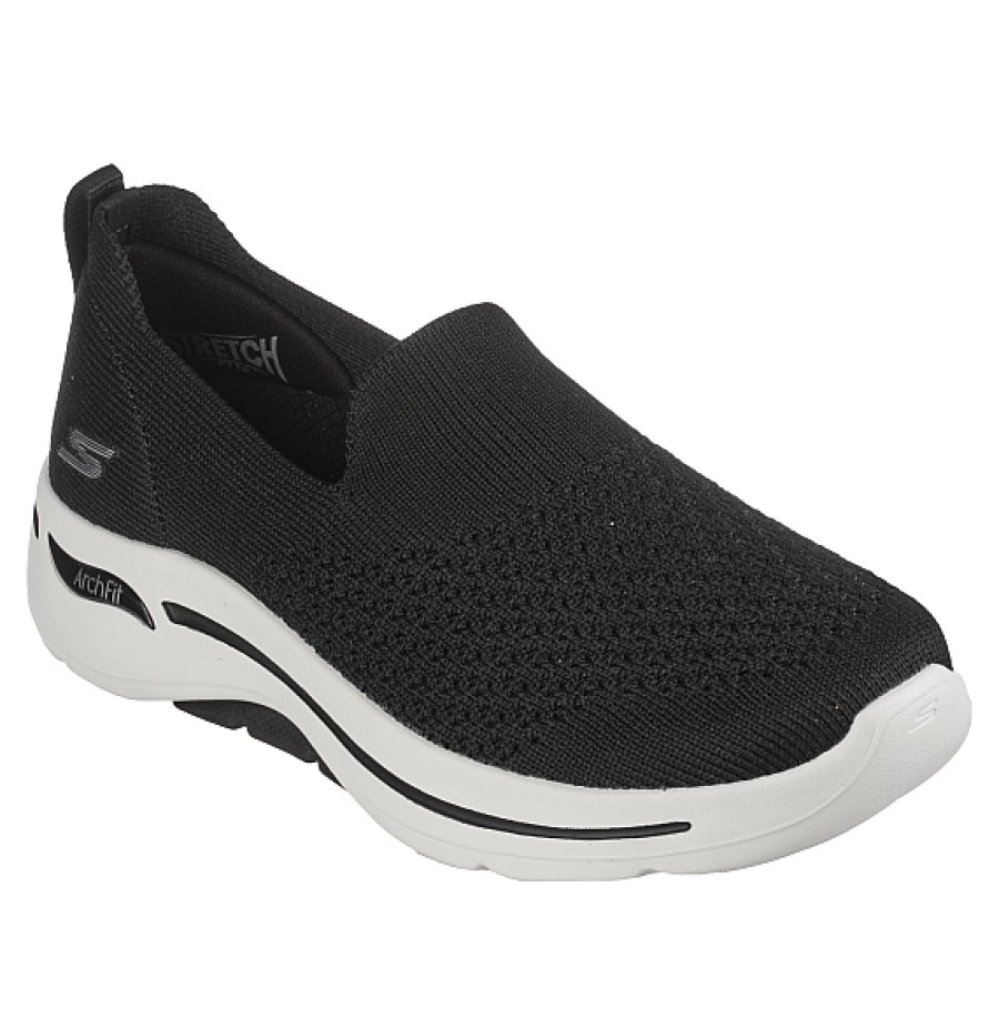 Mujer SKECHERS | Negro Zapatilla Sin Cordones Skechers Arch Fit Go Walk