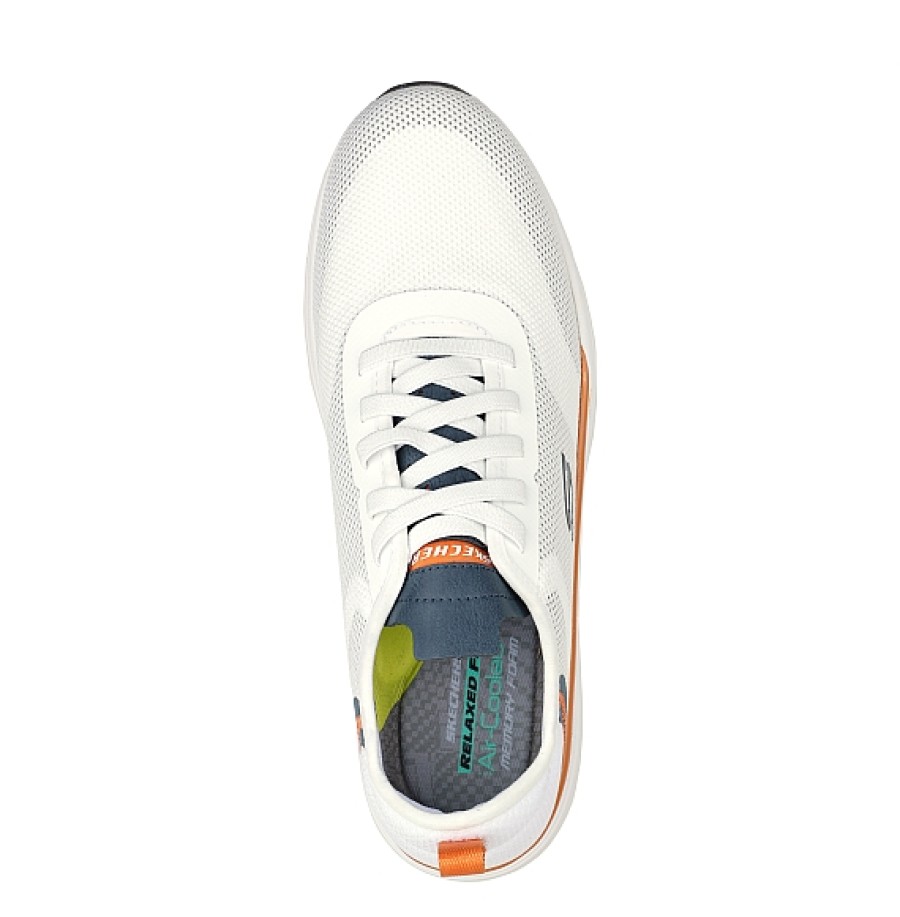 Hombre SKECHERS | Blanco Zapatilla Cordon Elastico Skechers Relaxed Fit