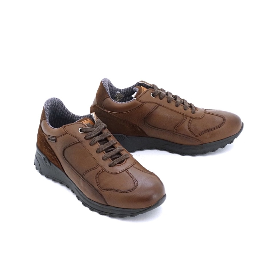 Hombre BAERCHI | Marron Zapato Deportivo Piel Impermeable On Tex