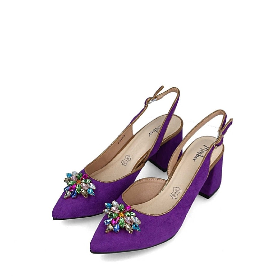 Mujer MNB CHIC | Purpura Zapato Descubierto Pedreria