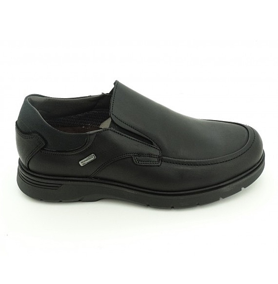 Hombre HIMALAYA | Negro Piel Zapato Mocasin Elasticos Tex