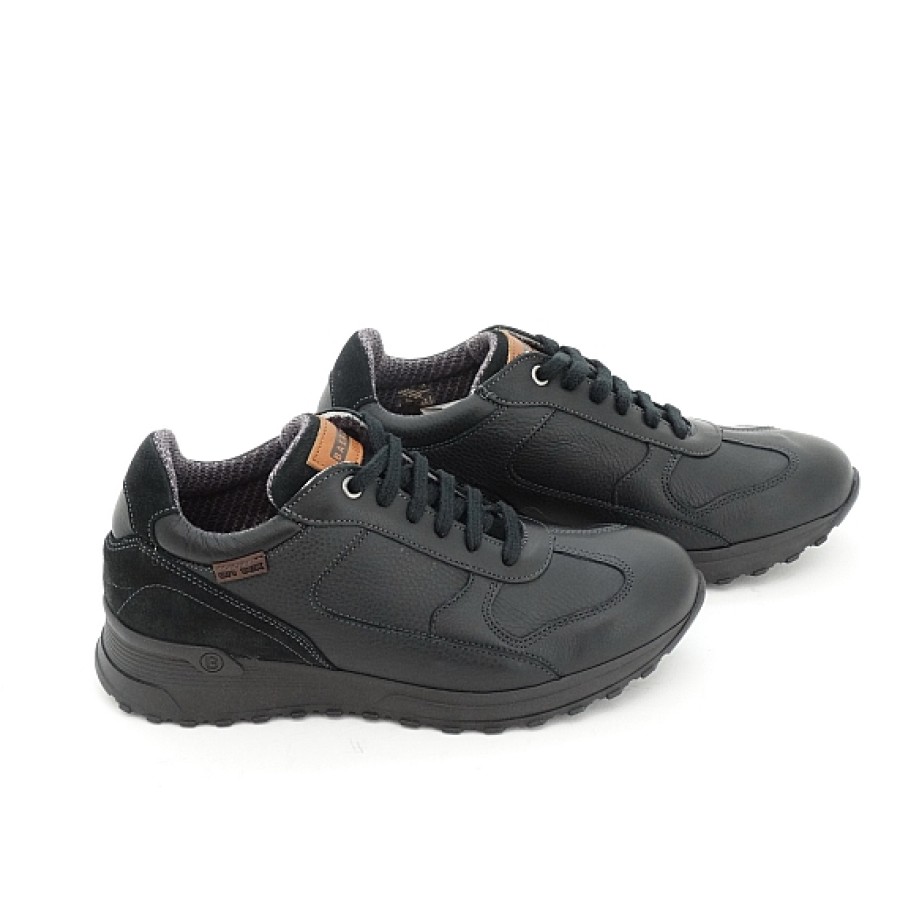 Hombre BAERCHI | Negro Zapato Deportivo Piel Impermeable On Tex