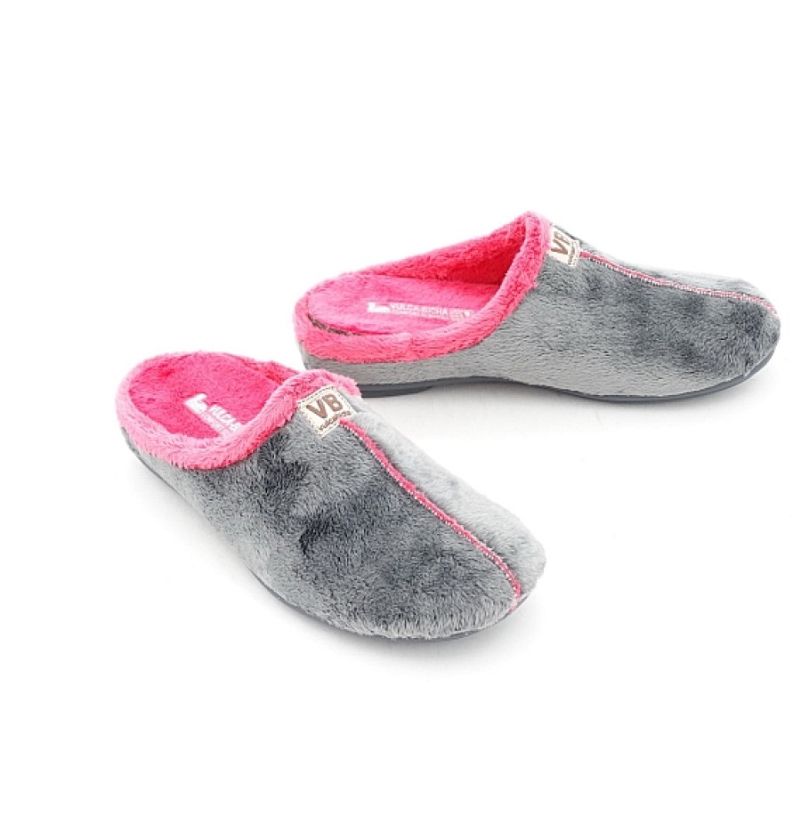 Mujer VULCA BICHA | Zapatilla Chinela Mujer Gris Rosa