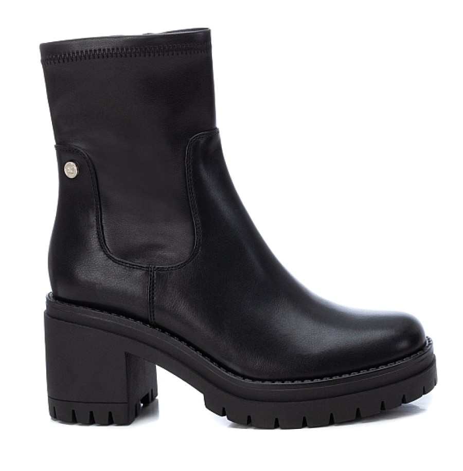 Mujer XTI Footwear | Negro Botin Tacon Ancho Y Plataforma