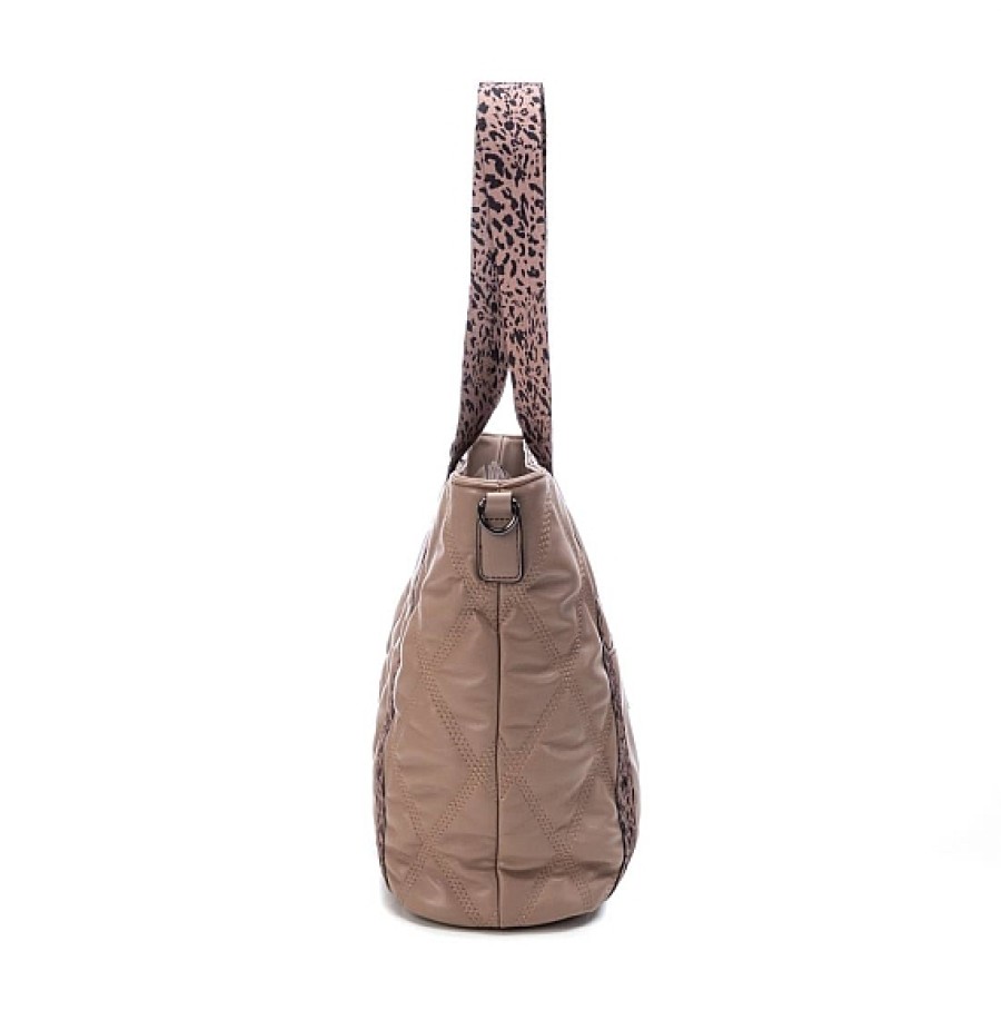 Bolsos REFRESH SHOES | Taupe Bolso Shopper Acolchado 2 Asas Y Bandolera