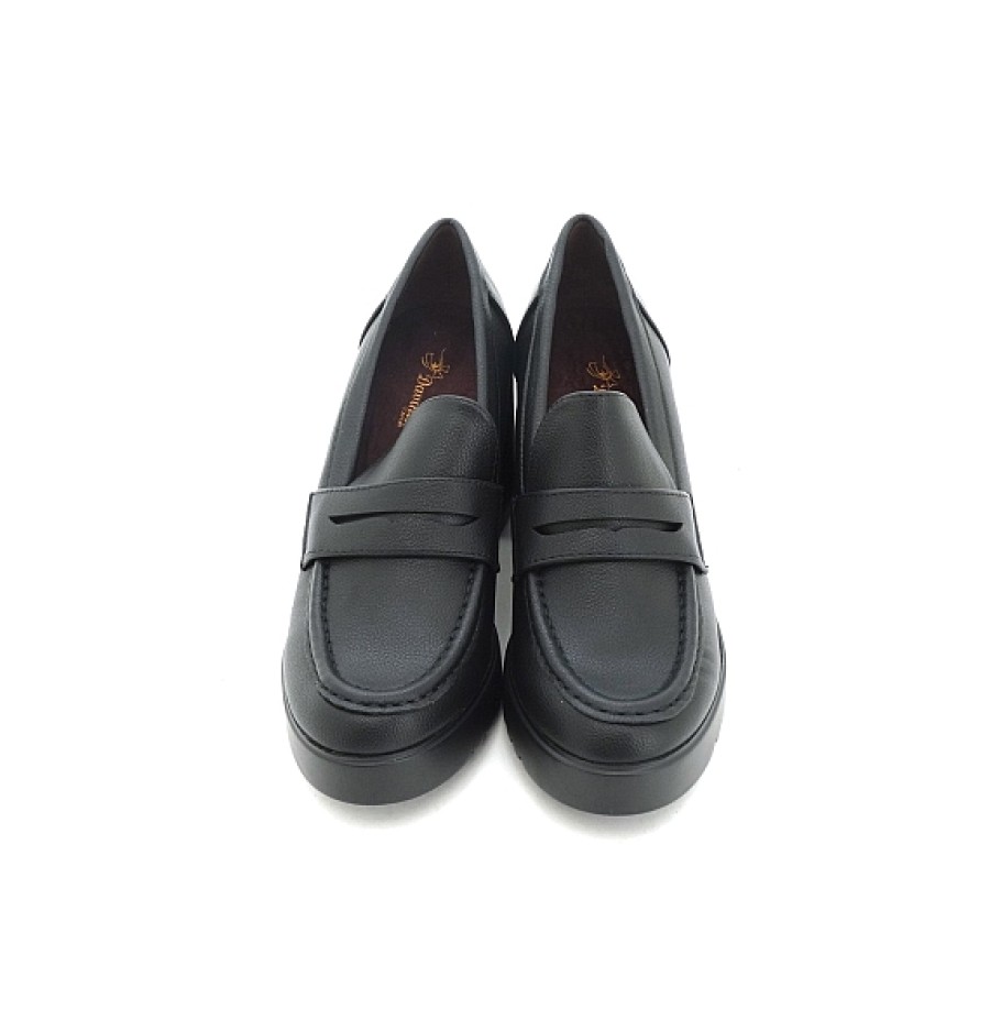 Mujer DAVINIA | Negro Mocasin Antifaz Tacon Ancho